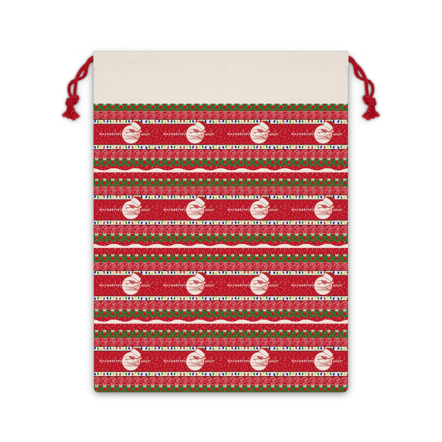 My Car Stuff Holiday Gift Bag – Reusable Holiday Santa Sack & Custom Drawstring Bag