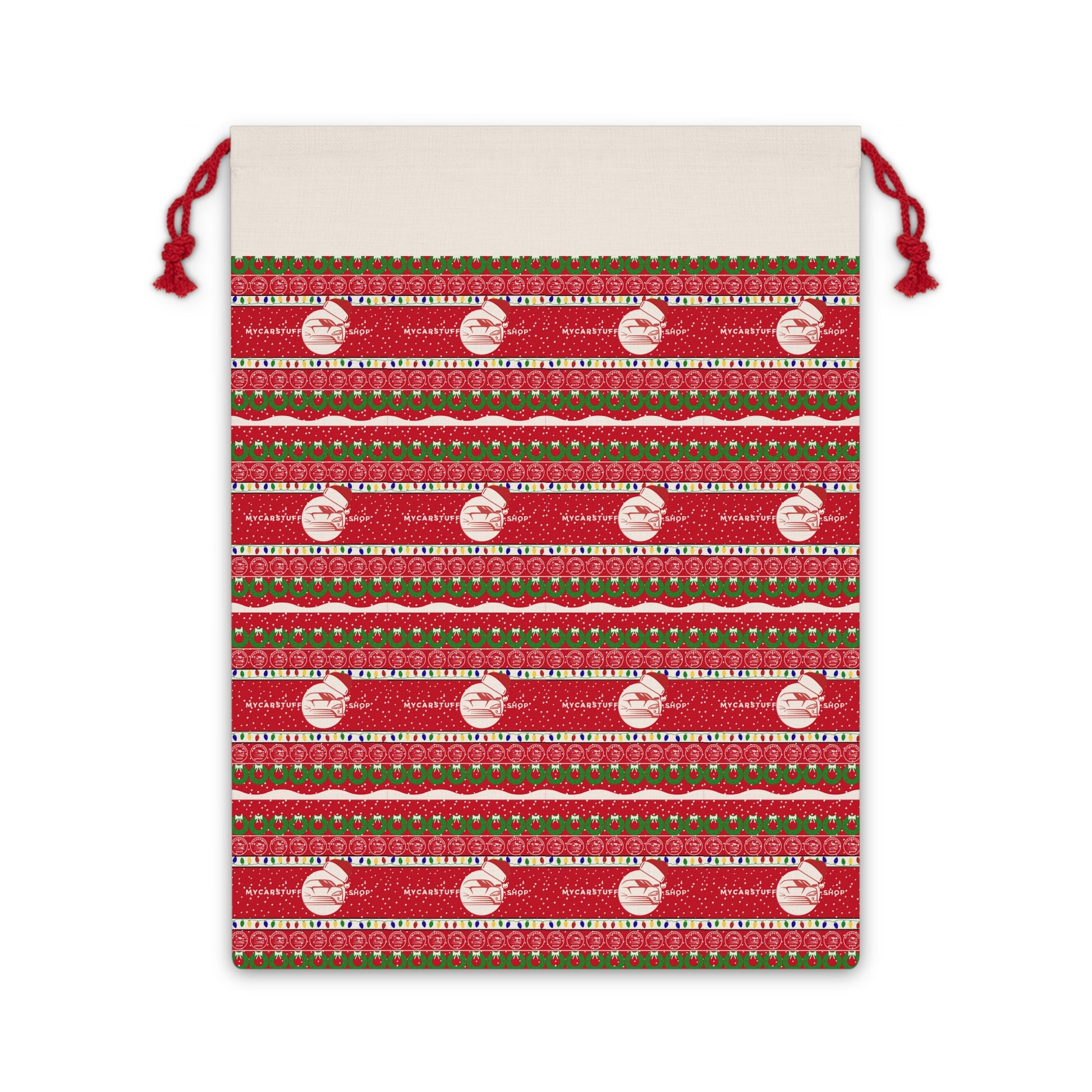 My Car Stuff Holiday Gift Bag – Reusable Holiday Santa Sack & Custom Drawstring Bag