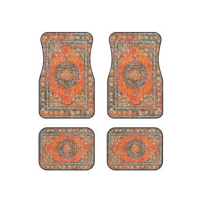 My Car Stuff 'Orange Oriental Rug' Custom Design Car Mats (4x Front & Rear)