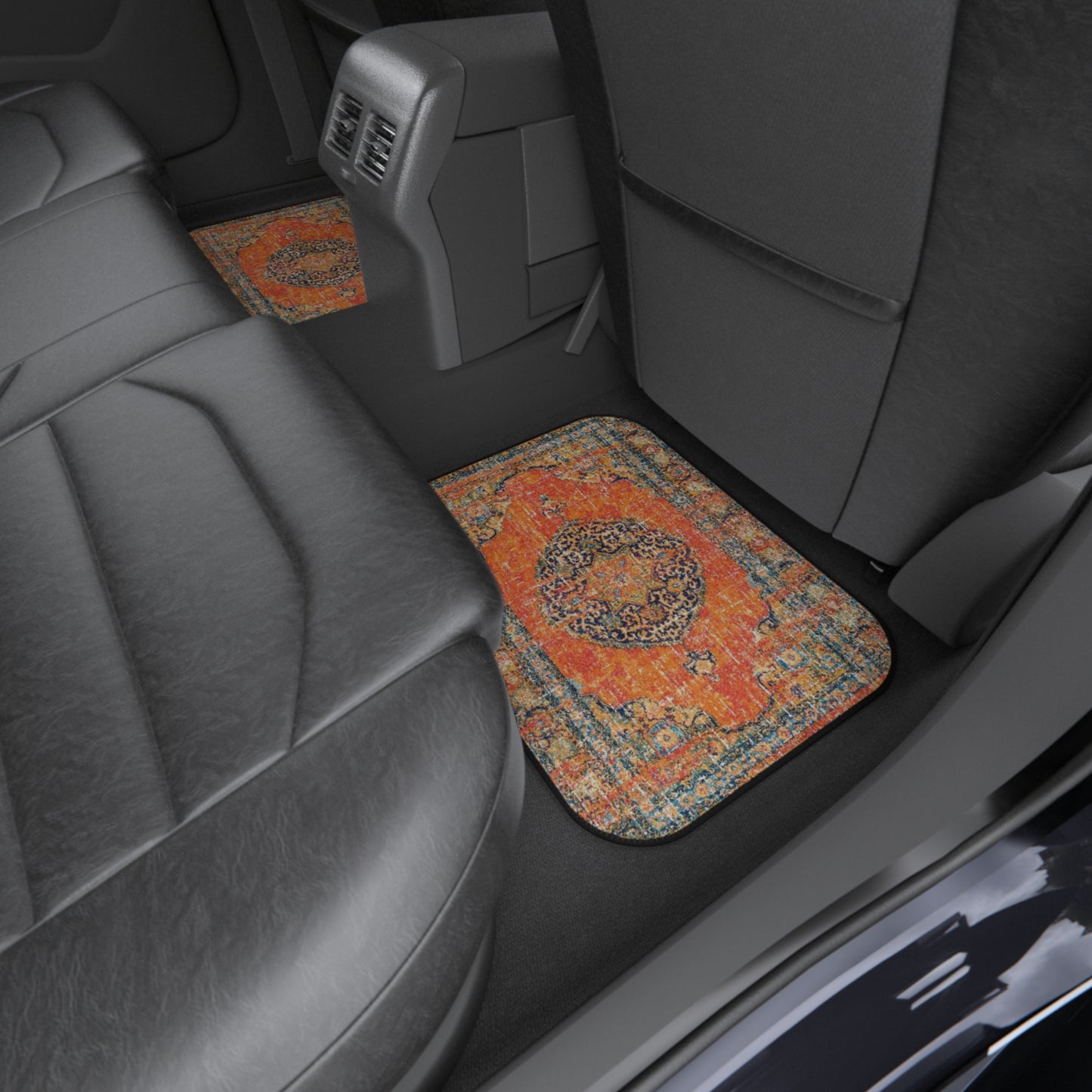 My Car Stuff 'Orange Oriental Rug' Custom Design Car Mats (4x Front & Rear)