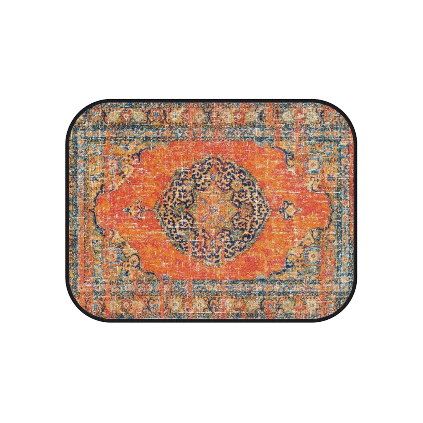 My Car Stuff 'Orange Oriental Rug' Custom Design Car Mats (4x Front & Rear)