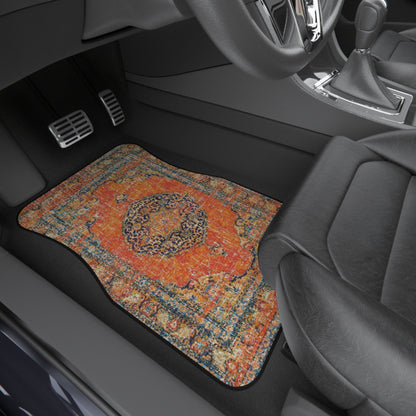 My Car Stuff 'Orange Oriental Rug' Custom Design Car Mats (4x Front & Rear)