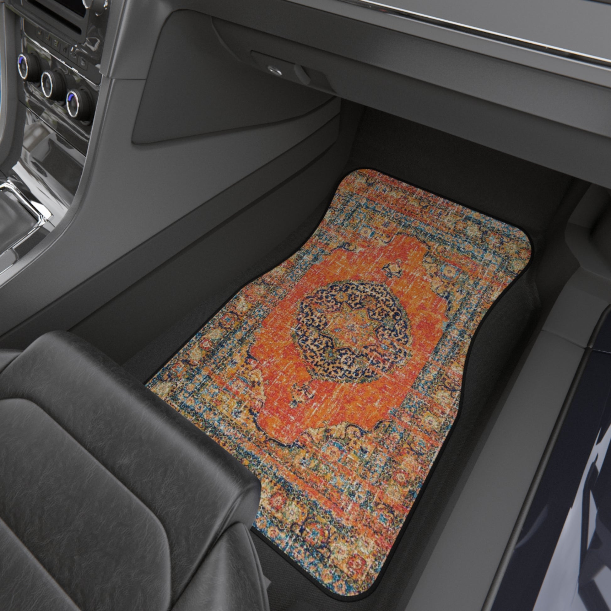 My Car Stuff 'Orange Oriental Rug' Custom Design Car Mats (4x Front & Rear)
