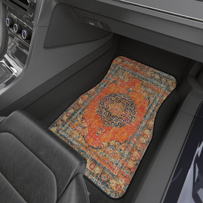 My Car Stuff 'Orange Oriental Rug' Custom Design Car Mats (4x Front & Rear)