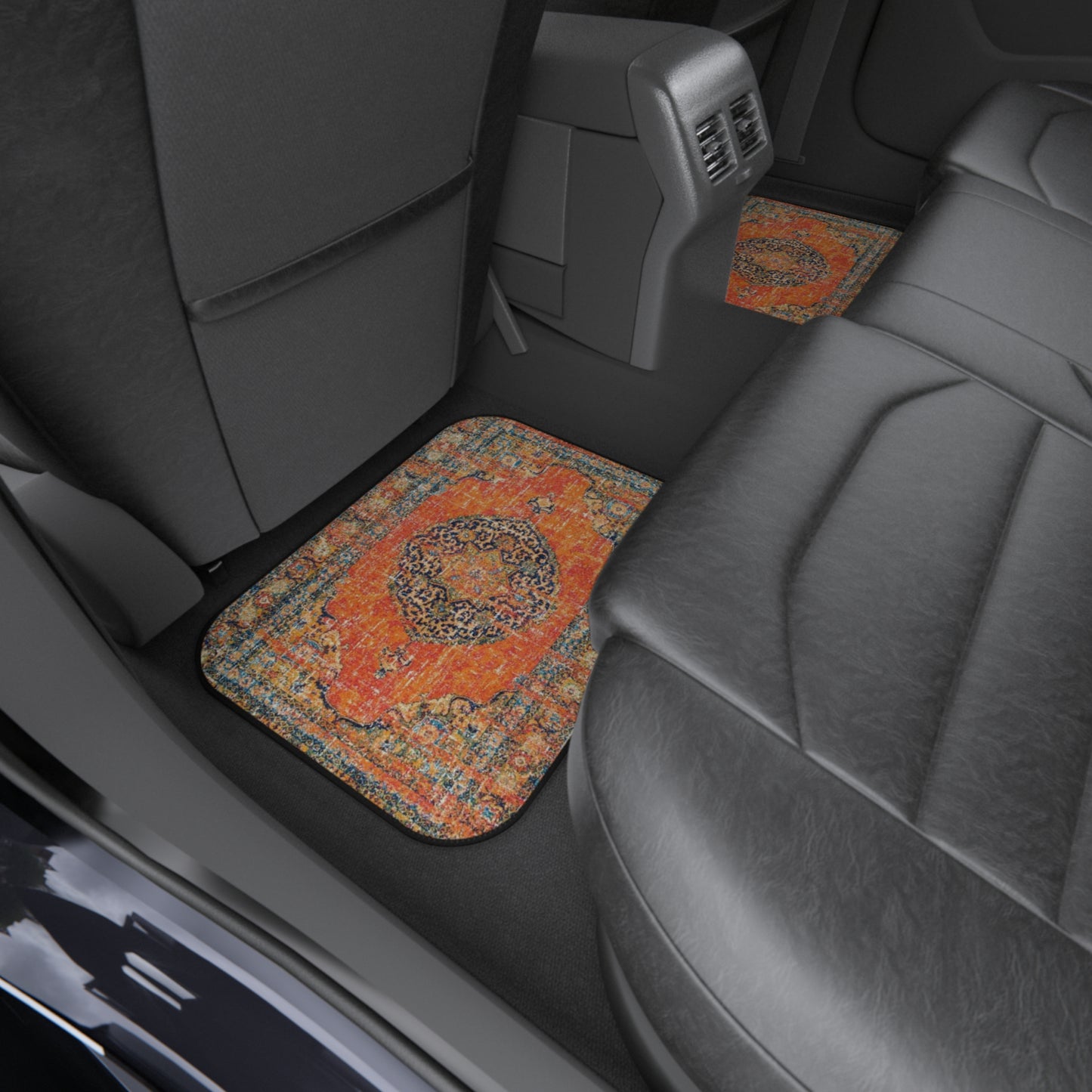 My Car Stuff 'Orange Oriental Rug' Custom Design Car Mats (4x Front & Rear)