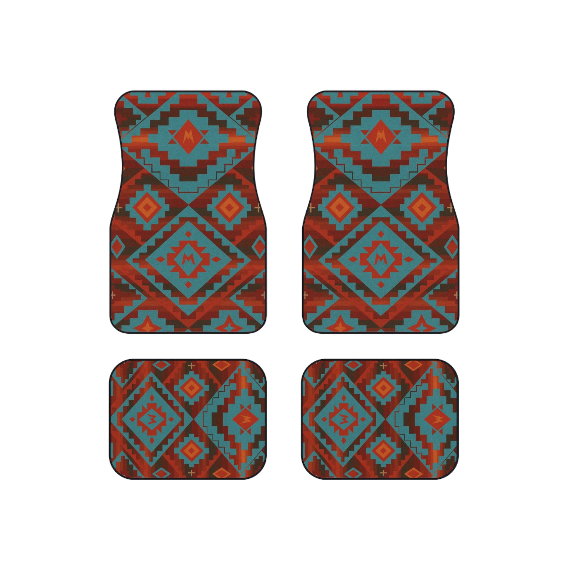 My Car Stuff 'Turquoise Canyon' Native Custom Design Car Mats (4x Front & Rear)
