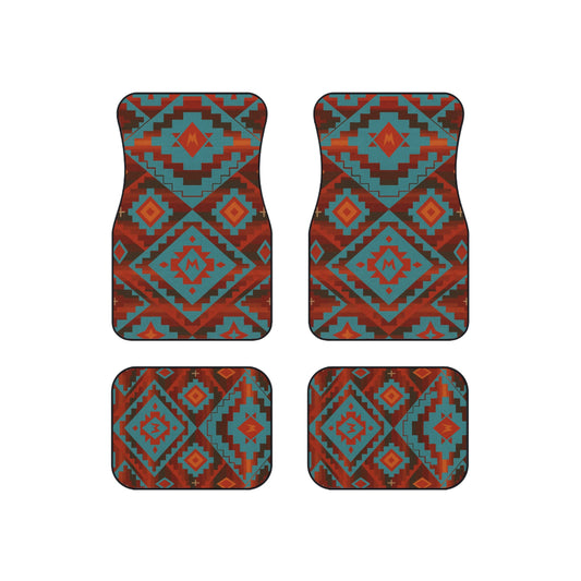 My Car Stuff 'Turquoise Canyon' Native Custom Design Car Mats (4x Front & Rear)