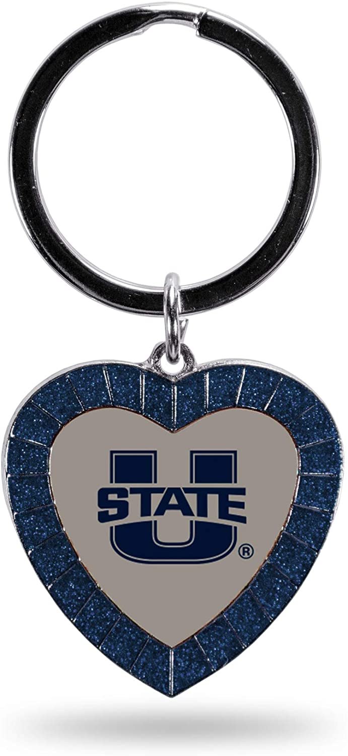 NCAA Utah State Aggies NCAA Rhinestone Heart Colored Keychain, Navy, 3-inches in length