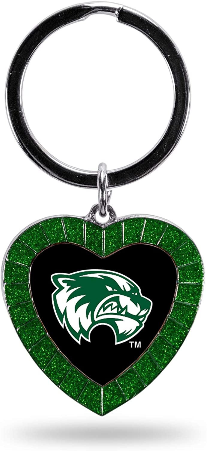 NCAA Utah Valley Wolverines NCAA Rhinestone Heart Colored Keychain, Green, 3-inches in length