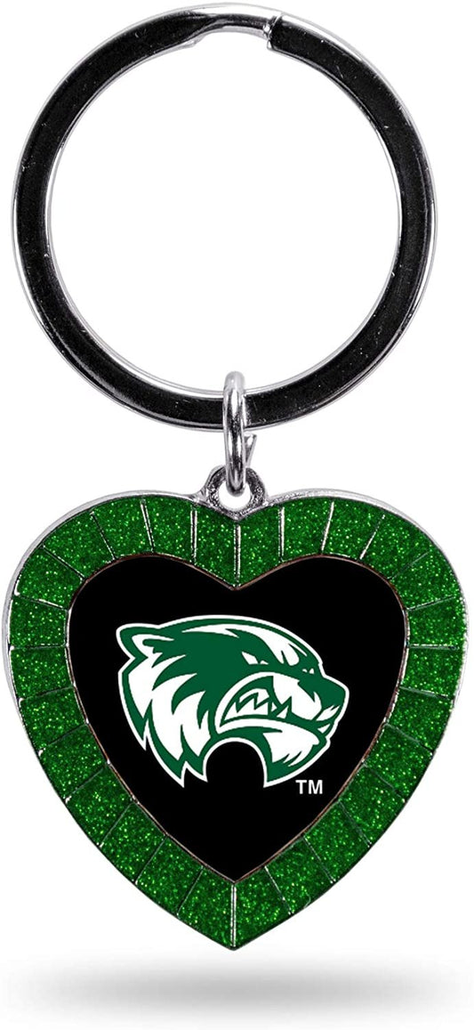 NCAA Utah Valley Wolverines NCAA Rhinestone Heart Colored Keychain, Green, 3-inches in length
