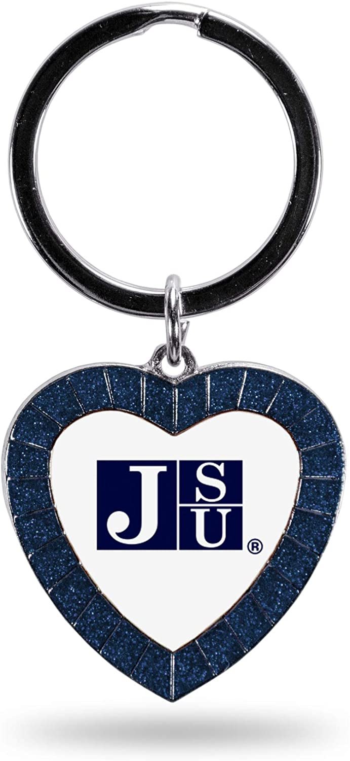 NCAA Jackson State Tigers NCAA Rhinestone Heart Colored Keychain, Navy, 3-inches in length
