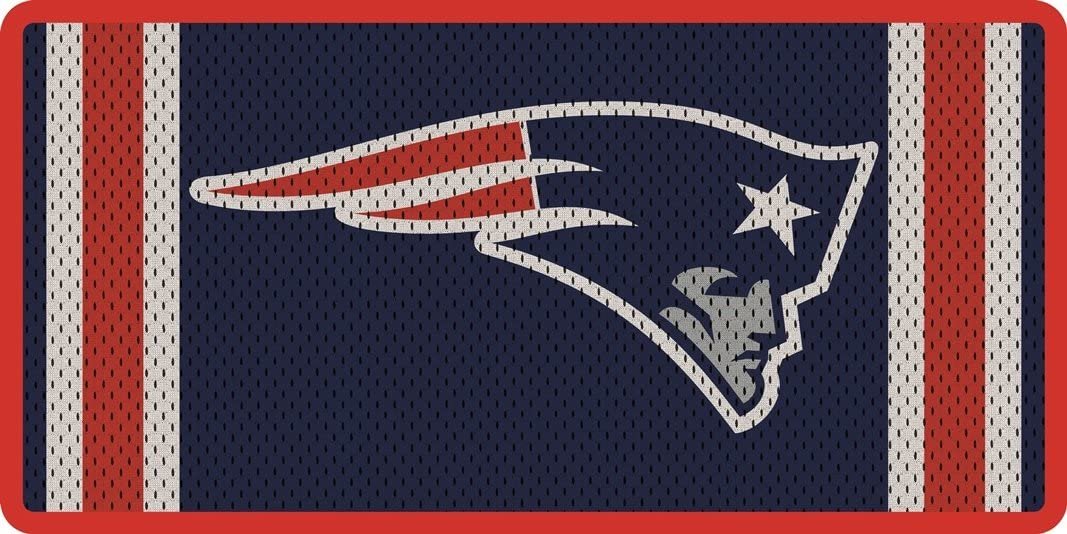 New England Patriots Premium Laser Cut Tag License Plate, Jersey Design, Mirrored Acrylic Inlaid, 12x6 Inch