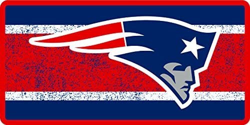 New England Patriots Premium Laser Cut Tag License Plate, Vintage Design, Mirrored Acrylic Inlaid, 6x12 Inch