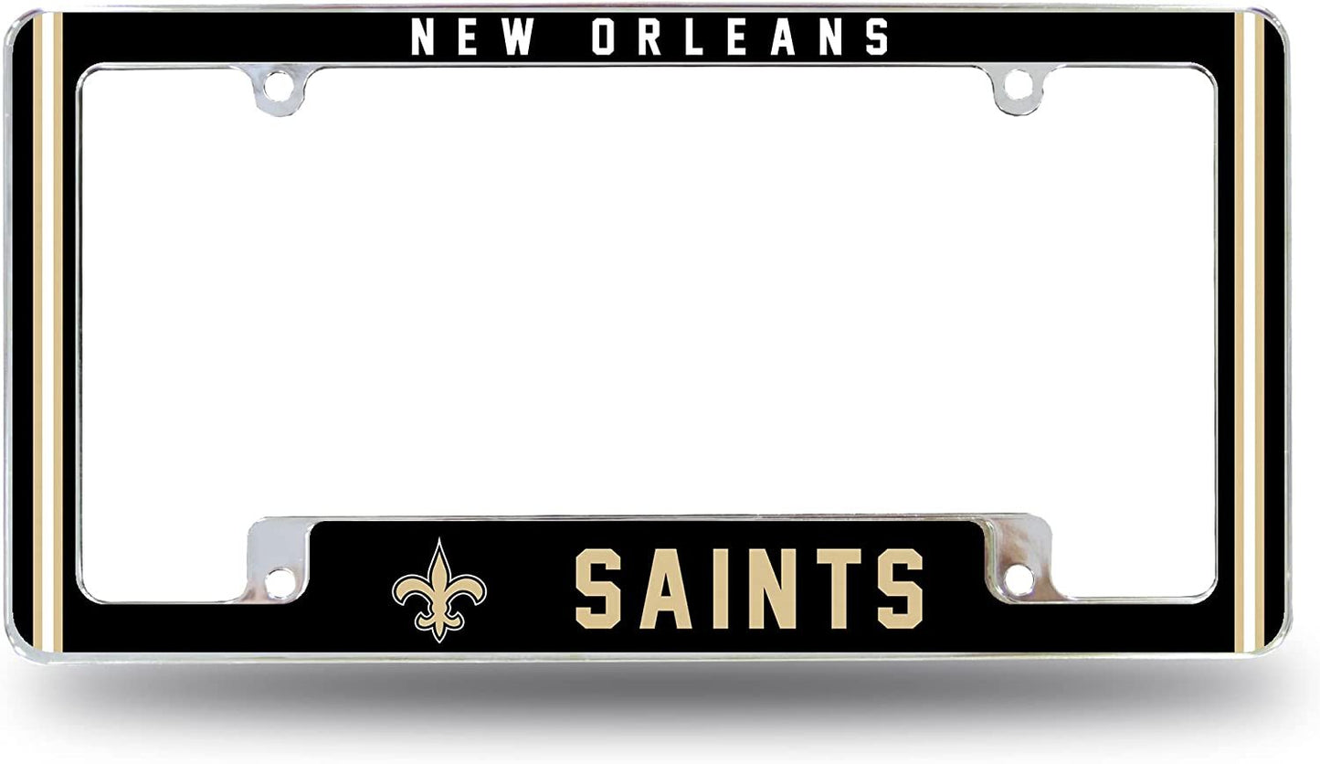 New Orleans Saints Metal License Plate Frame Chrome Tag Cover Alternate Design 6x12 Inch