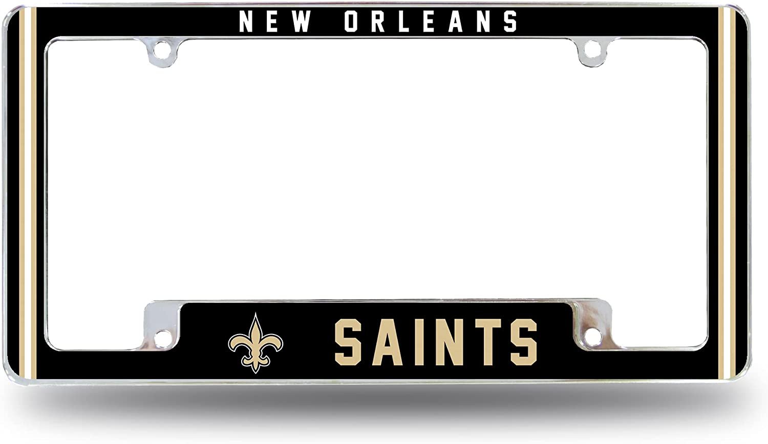New Orleans Saints Metal License Plate Frame Chrome Tag Cover Alternate Design 6x12 Inch
