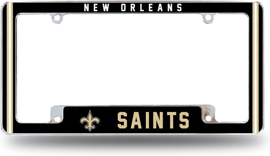 New Orleans Saints Metal License Plate Frame Chrome Tag Cover Alternate Design 6x12 Inch