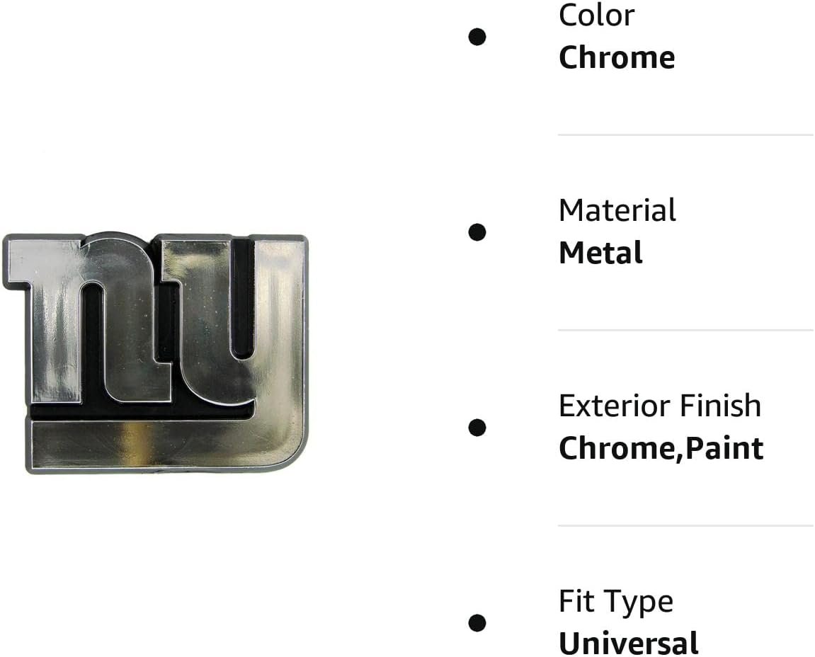 New York Giants Silver Chrome Color Auto Emblem Molded Raised Adhesive Tape Backing