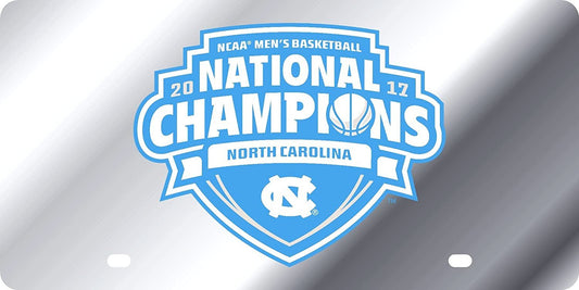 NorthUniversity of North Carolina Tar Heels 2017 Champions Premium Laser Cut Tag License Plate, Mirrored Acrylic Inlaid, 6x12 Inch