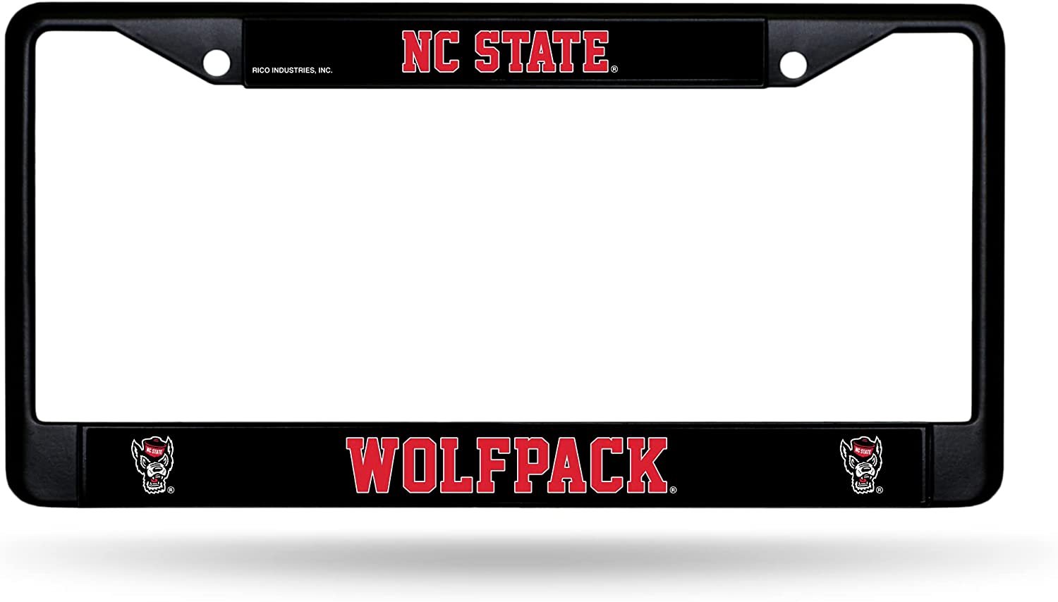 North Carolina State University Wolfpack Black Metal License Plate Frame Chrome Tag Cover 6x12 Inch