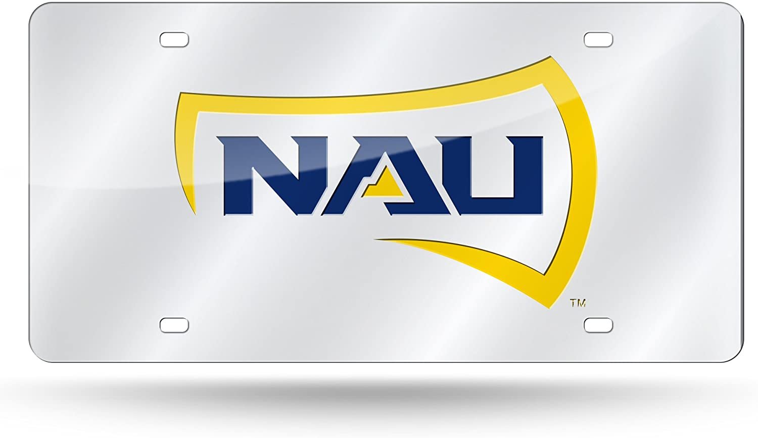 Northern Arizona University Lumberjacks Premium Laser Cut Tag License Plate, Mirrored Acrylic Inlaid, 12x6 Inch