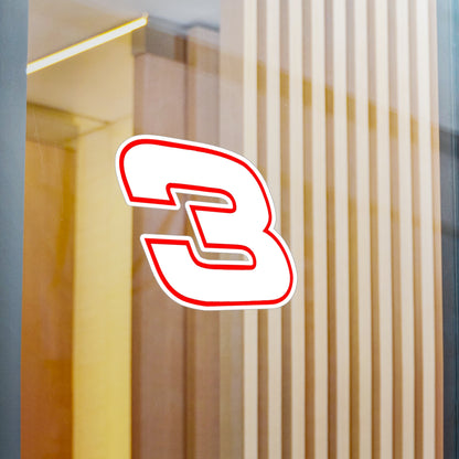 Number 3 Racing Kiss-Cut Vinyl Decal – Waterproof, UV-Resistant Sticker (Multiple Sizes)