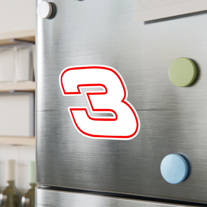 Number 3 Racing Kiss-Cut Vinyl Decal – Waterproof, UV-Resistant Sticker (Multiple Sizes)