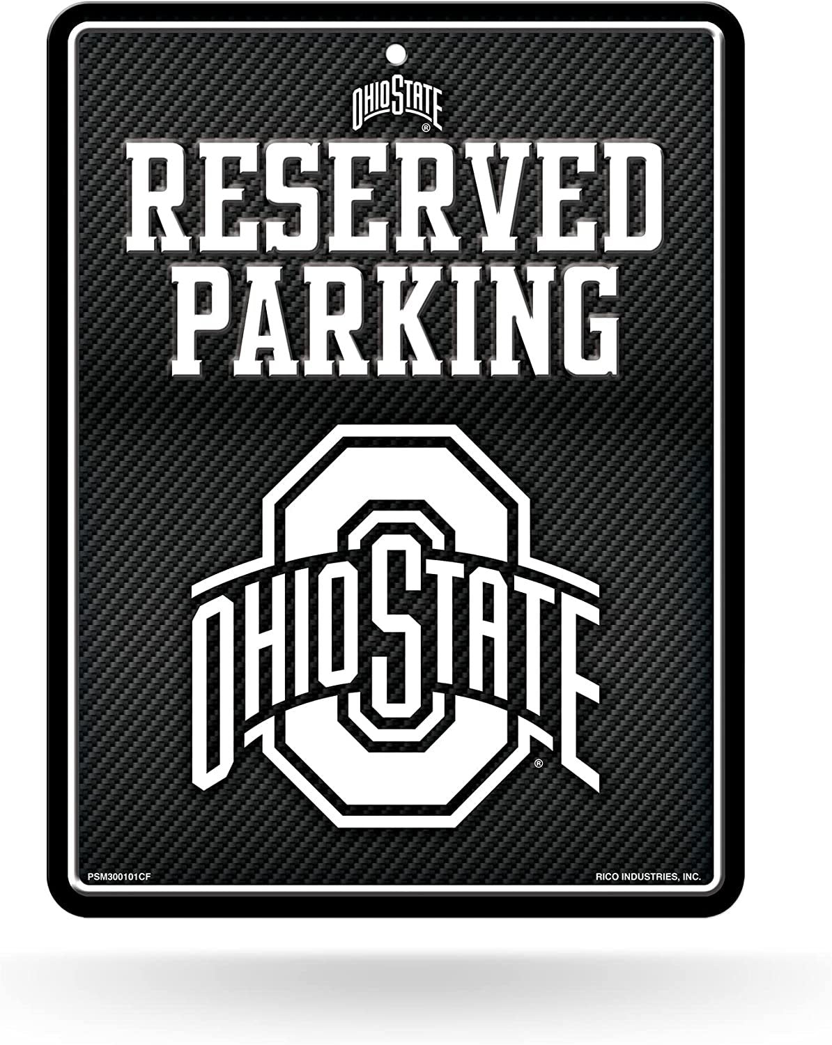 Ohio State University Buckeyes Metal Parking Novelty Wall Sign 8.5 x 11 Inch Carbon Fiber Design