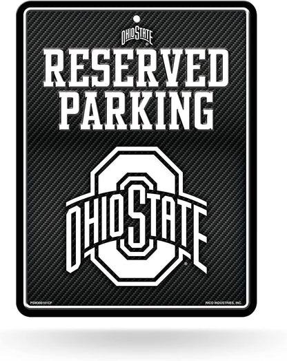 Ohio State University Buckeyes Metal Parking Novelty Wall Sign 8.5 x 11 Inch Carbon Fiber Design
