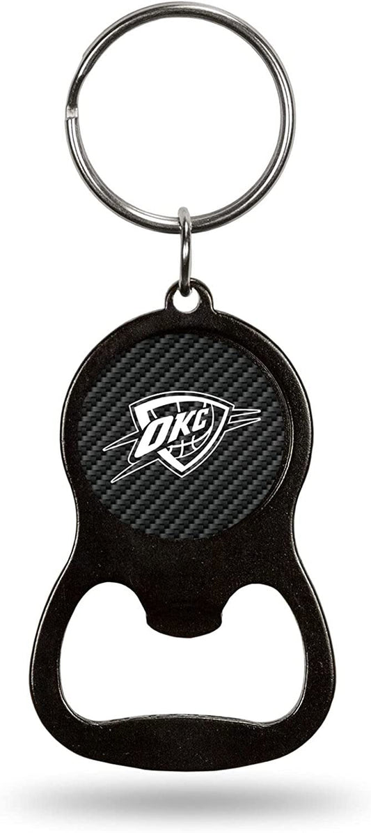 Oklahoma City Thunder Keychain Bottle Opener Carbon Fiber Design Metal Basketball