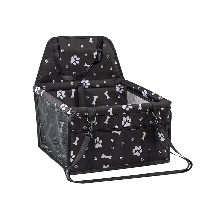 Black paw print dog car booster seat