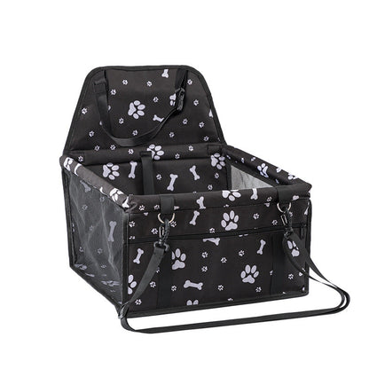Black paw print dog car booster seat