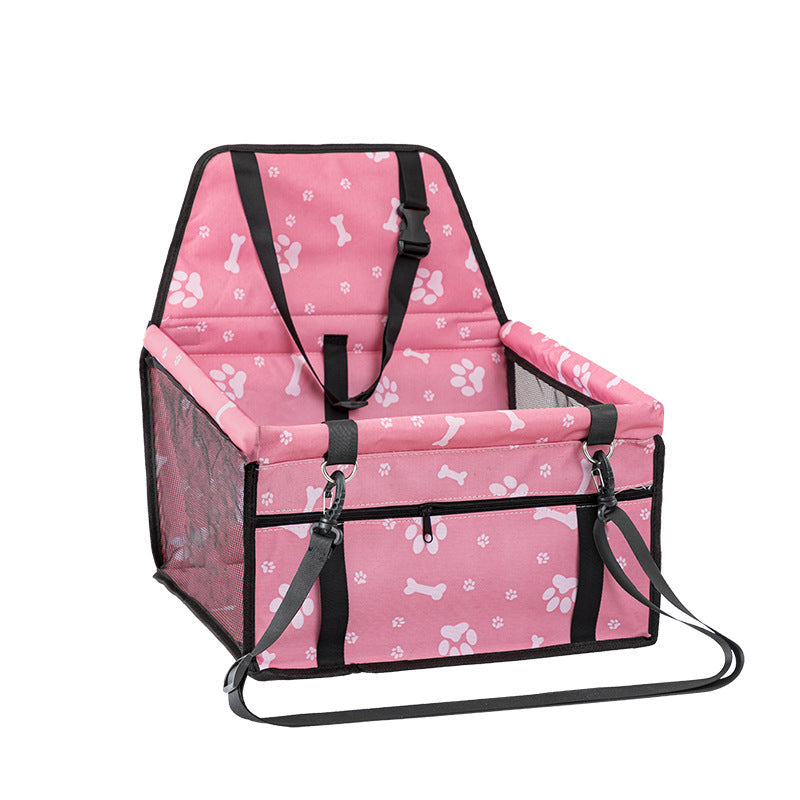 Pink paw print dog car booster seat