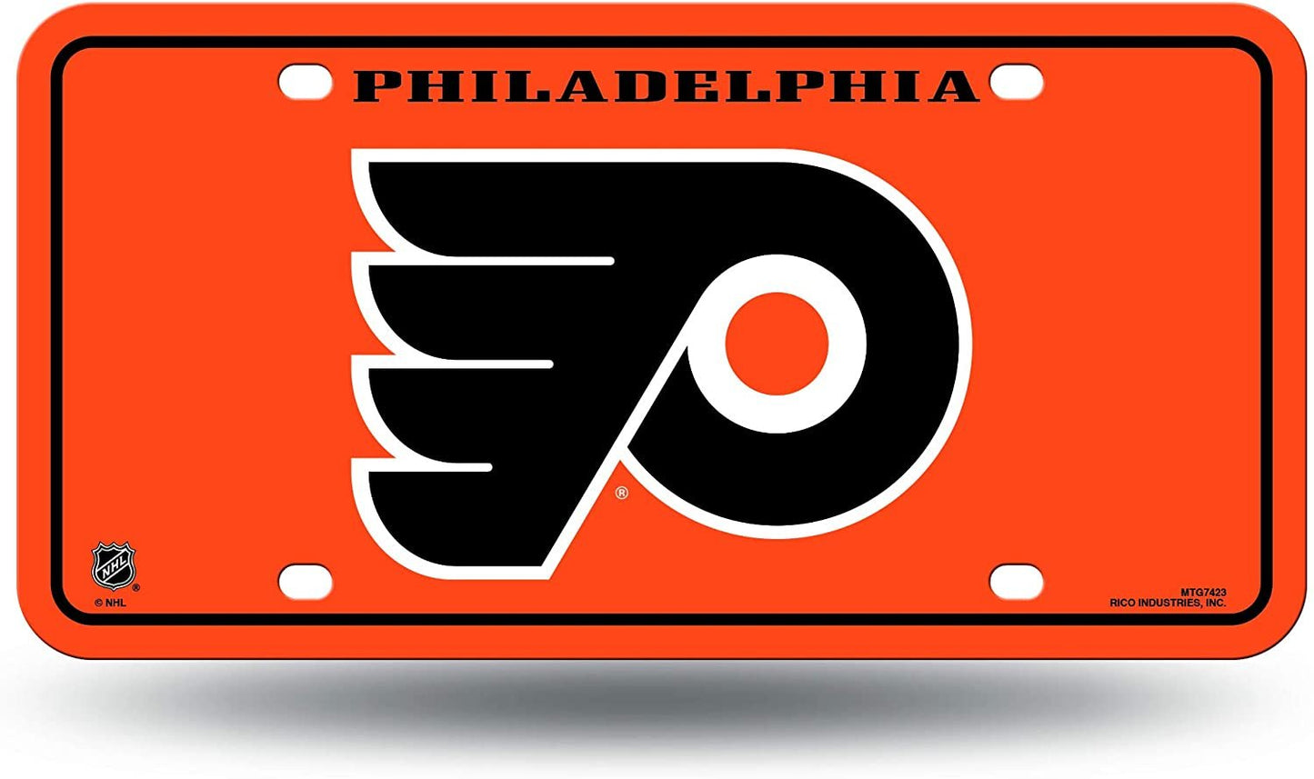 Philadelphia Flyers Metal Auto Tag License Plate, Orange Script Design, 12x6 Inch