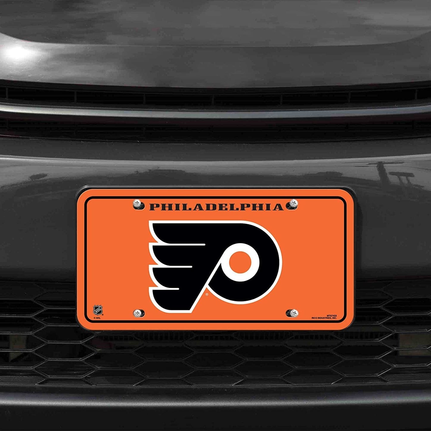 Philadelphia Flyers Metal Auto Tag License Plate, Orange Script Design, 12x6 Inch