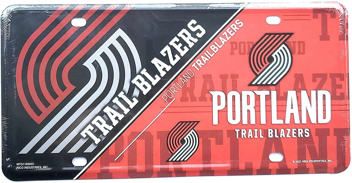 Portland Trail Blazers Metal Tag License Plate Novelty 6x12 Inch Split Design