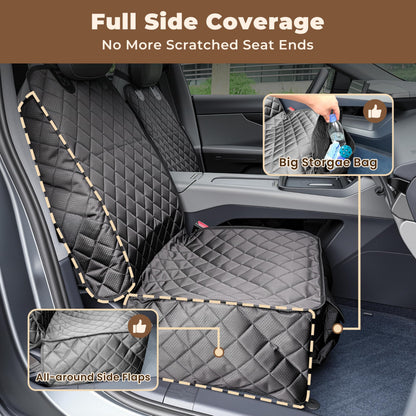 Full side coverage and storage pocket on the quilted front seat cover