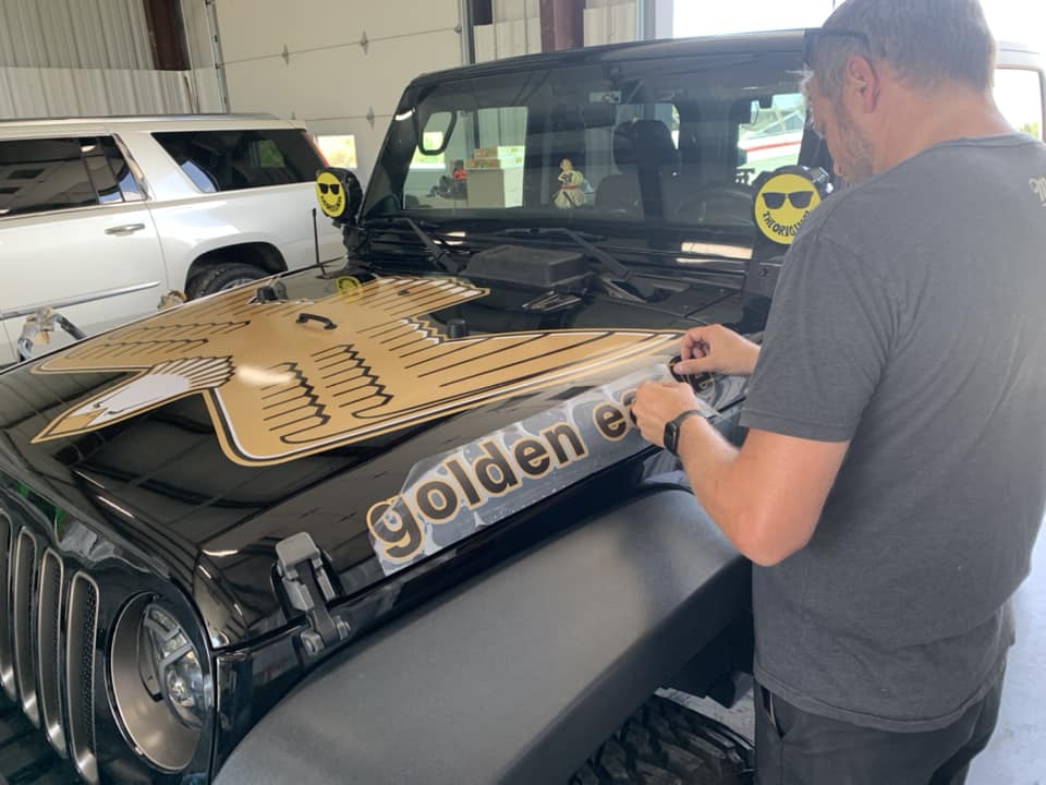 Retro Golden Eagle Graphics Set – Hood Decal & Jeep Name Kit | Classic Golden Eagle Style for Jeep Models | Premium 3M Vinyl