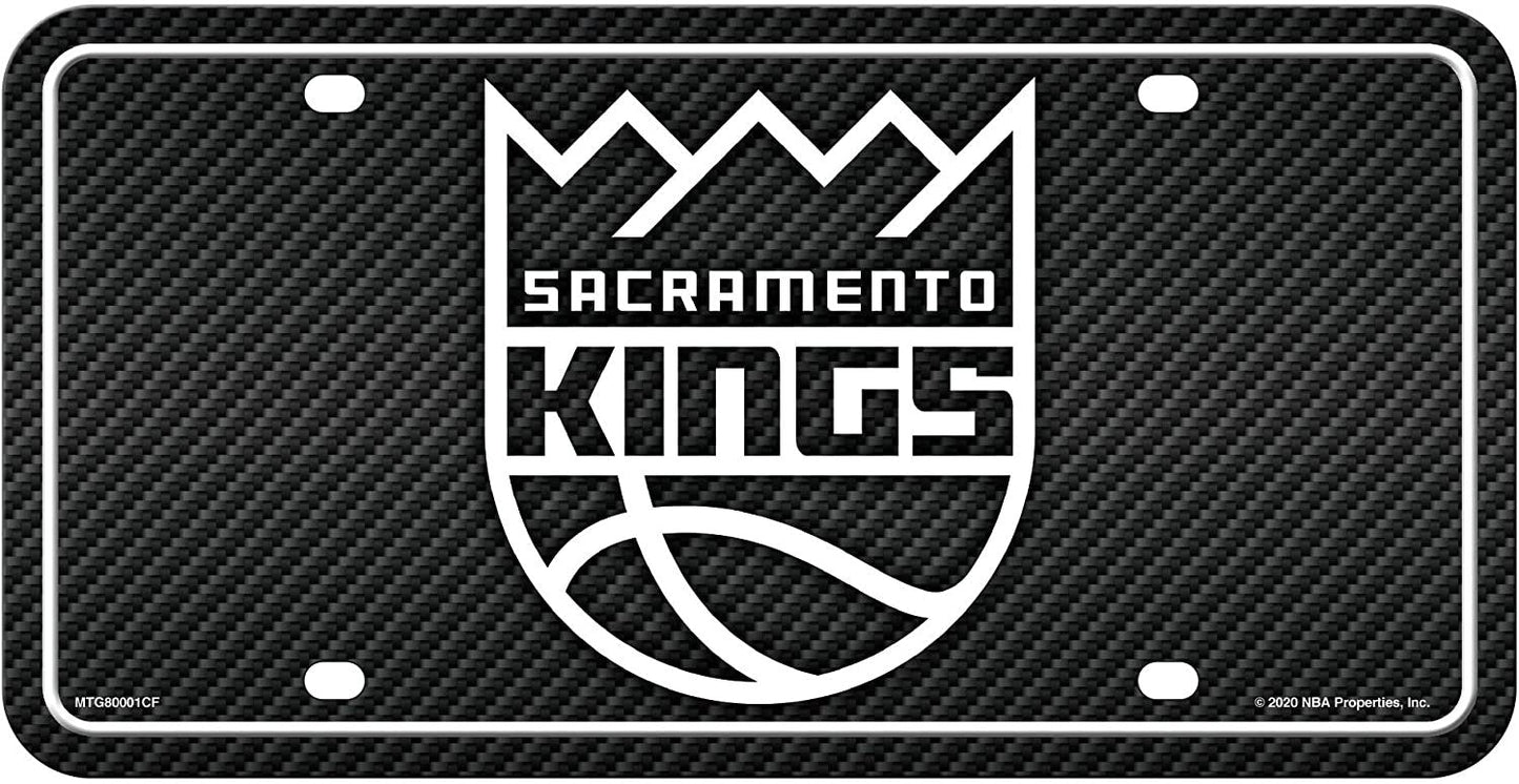 Sacramento Kings Metal Auto Tag License Plate, Carbon Fiber Design, 6x12 Inch