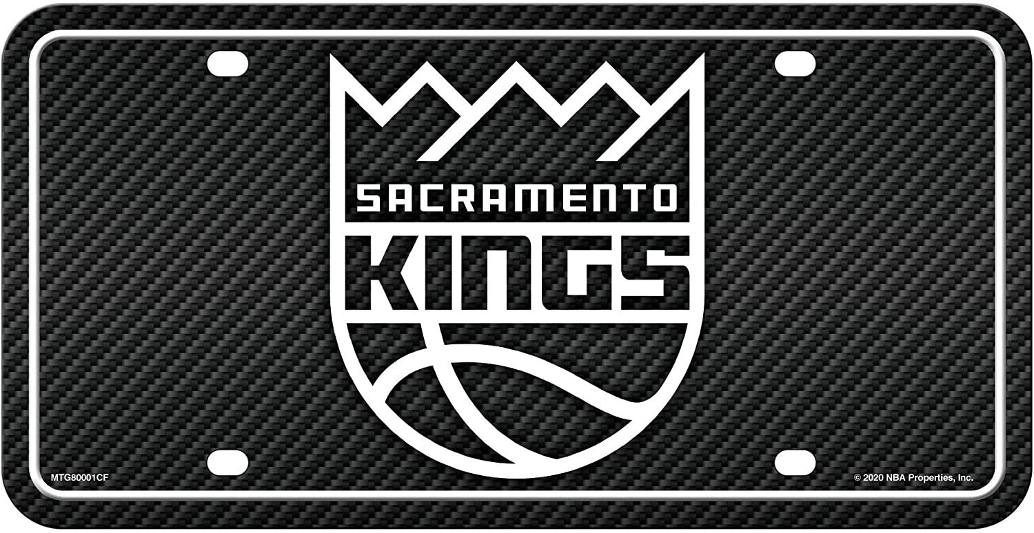 Sacramento Kings Metal Auto Tag License Plate, Carbon Fiber Design, 6x12 Inch