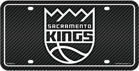 Sacramento Kings Metal Auto Tag License Plate, Carbon Fiber Design, 6x12 Inch
