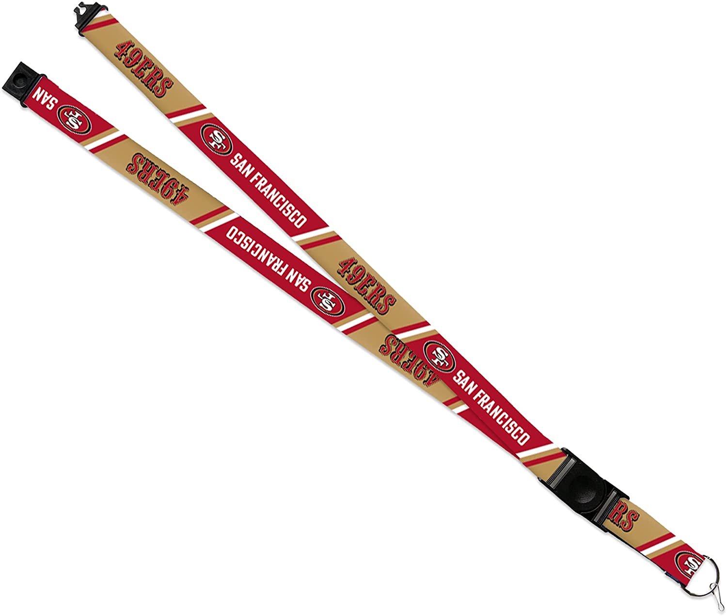 San Francisco 49ers Lanyard Keychain Double Sided Breakaway Safety Design Adult 18 Inch
