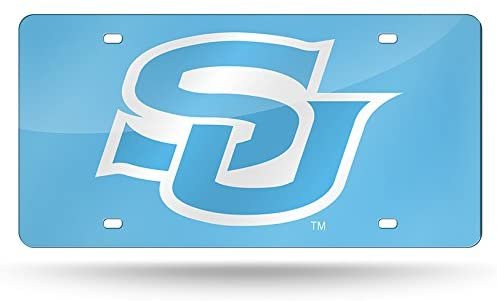 Southern University Jaguars Premium Laser Cut Tag License Plate, Mirrored Acrylic Inlaid, Blue, 12x6 Inch