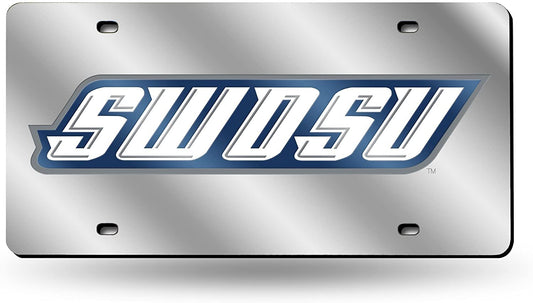 Southwestern Oklahoma State University Bulldogs Premium Laser Cut Tag License Plate, Mirrored Acrylic Inlaid, 12x6 Inch