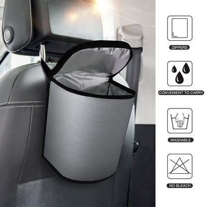 Stainless Steel Look Car Trash Can Bag – Waterproof Hanging Garbage Storage Organizer