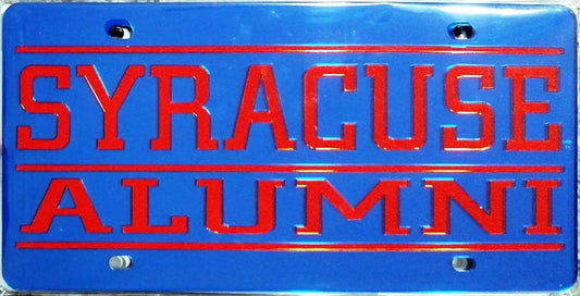 Syracuse University Orange Alumni Premium Laser Cut Tag License Plate, Mirrored Acrylic Inlaid, 6x12 Inch