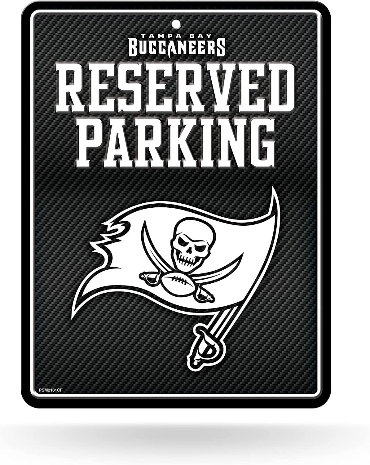 Tampa Bay Buccaneers Metal Parking Novelty Wall Sign 8.5 x 11 Inch Carbon Fiber Design