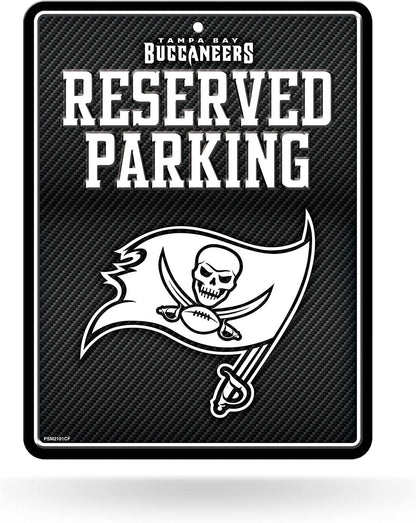 Tampa Bay Buccaneers Metal Parking Novelty Wall Sign 8.5 x 11 Inch Carbon Fiber Design