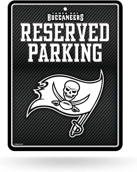 Tampa Bay Buccaneers Metal Parking Novelty Wall Sign 8.5 x 11 Inch Carbon Fiber Design