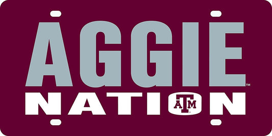 Texas A&M University Aggies Laser Cut Tag License Plate, Nation, Mirrored Acrylic Inlaid, 12x6 Inch
