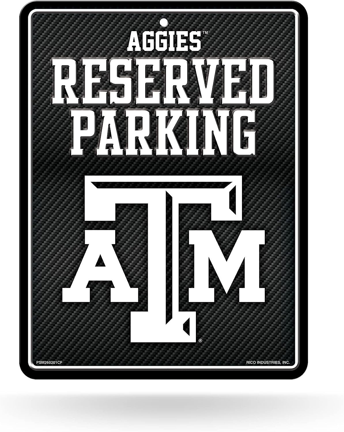 Texas A&M University Aggies Metal Parking Novelty Wall Sign 8.5 x 11 Inch Carbon Fiber Design
